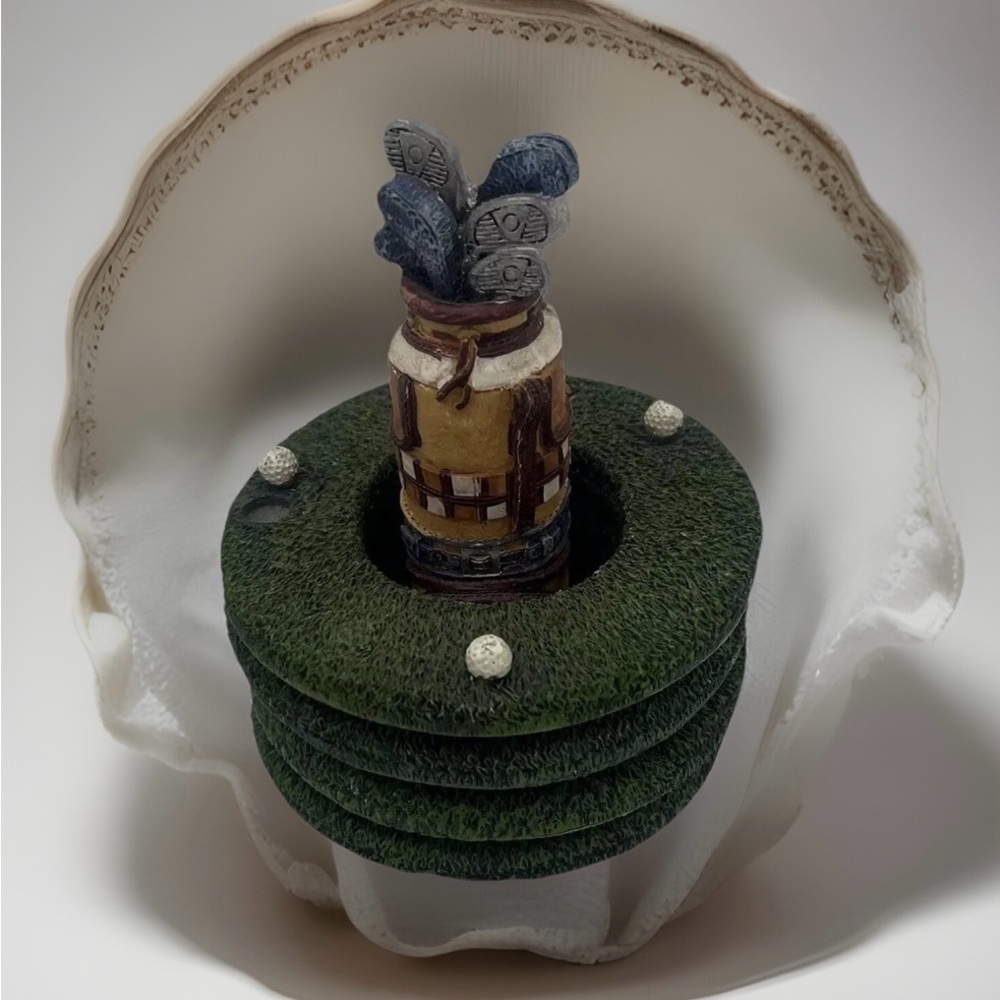 Ceramic Golf Club Coaster Holder With Four Coasters
